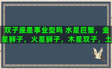 双子座是事业型吗 水星巨蟹，金星狮子，火星狮子，木星双子，土星摩羯性格